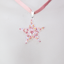Pendant 40cm - Virgo-Pale pink Suede - Pendant 40cm - Laiton argenté